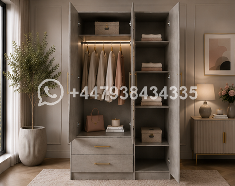 Durable Triple Door Wardrobe with Drawer Storage β Wardrobe