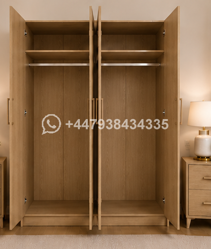 Contemporary 4 Door Wardrobe with Mirror Design – Large Storage 4 Door Wardrobe - Image 3