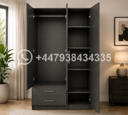 3 Door Wardrobe with 2 Drawers – Modern Wooden Wardrobe