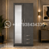 Durable Engineered Wood Wardrobe with Mirror – Harmony 2 Door Wardrobe with 3 Drawers and Mirror