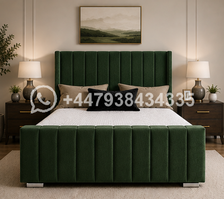 King Size Bed – Stylish Upholstered Frame – Panel King Size Bed