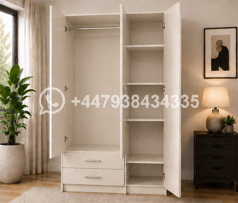 3 Door Wardrobe with 2 Drawers β Spacious Clothing Storage