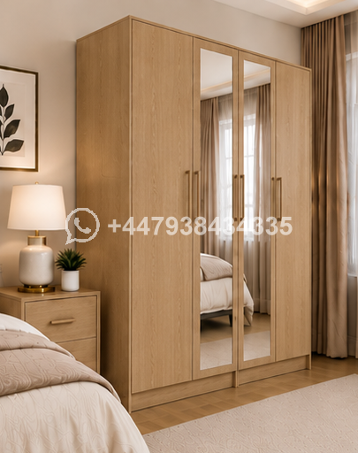 Contemporary 4 Door Wardrobe with Mirror Design – Large Storage 4 Door Wardrobe - Image 2
