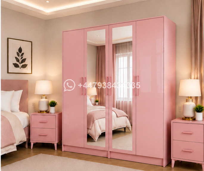 Luxury 4 Door Wardrobe with 2 Full Length Mirrors – 4 Door Wardrobe - Image 5