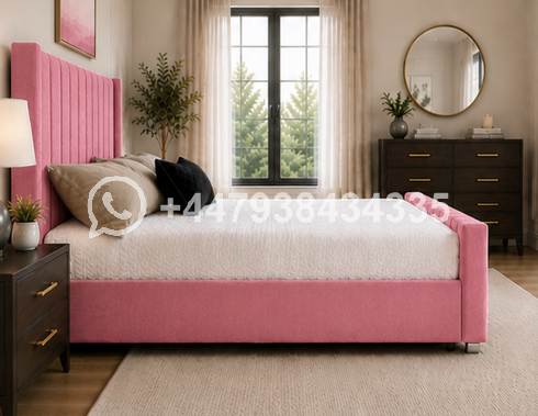 Panel Double Bed – Stylish Luxury Upholstered Frame - Image 3