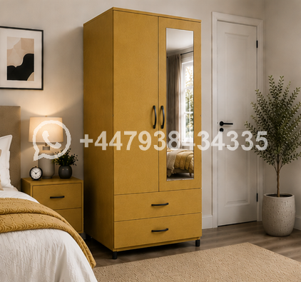 Modern 2 Door Wardrobe with 2 Drawers and 1 Mirror - Image 3