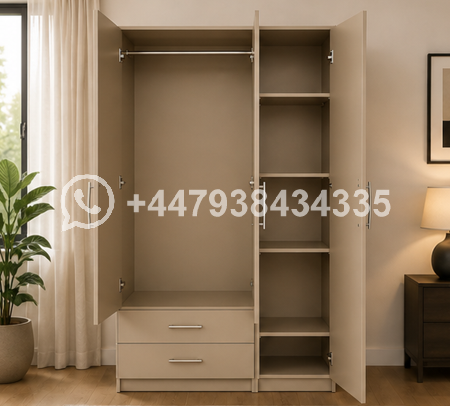 3 Door Wardrobe with 2 Drawers – Premium Bedroom Organizer