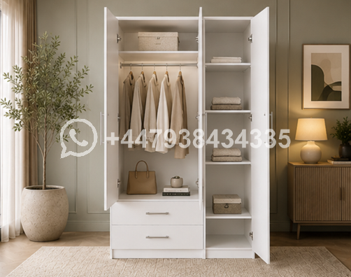 Durable Engineered Wood Wardrobe with Mirror β Compact 3 Door Wardrobe