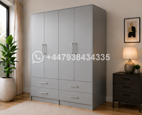 4 Door Wardrobe Cabinet with 4 Storage Drawers – Premium 4 Door Wardrobe - Image 4