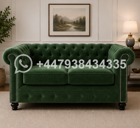 Nicole Sofa Green – 2 Seater Stylish Velvet Sofa