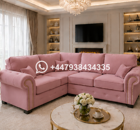 4 Seater Corner Sofa – Pink Fabric sofa – Ashwin Sofa