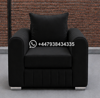 Lilly 1 Seater Black Sofa – Lilly Single Seater Sofa – Luxury Fabric Sofa