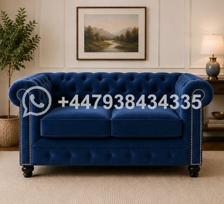 Nicole Sofa Blue – Two Seater Velvet Sofa