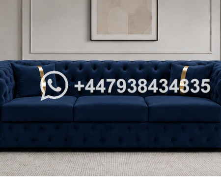 Chesterfield 3-Seater Sofa with Gold Accents – Luxury Chesterfield 3 Seater Couch