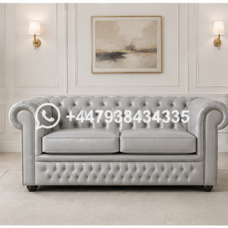 Elegant Chesterfield Upholstered Two-Seater Couch – Modern Chesterfield 2-Seater Leather Sofa