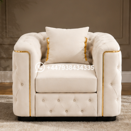 Ivory Chesterfield Accent Chair – Pure Elegance, Timeless Comfort – 1 Seater Sofa