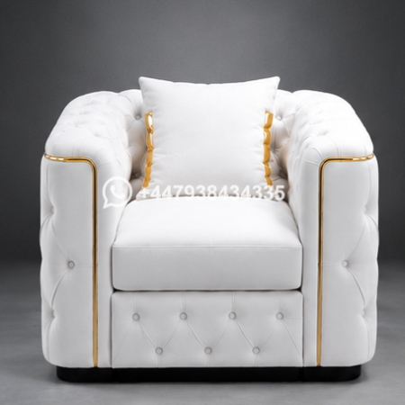 Luxury White Chesterfield Armchair – Modern Elegance, Timeless Comfort – Chesterfield Single Seater Sofa