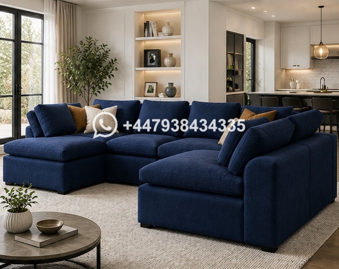 U Shape Sofa Fullback Plush Velvet - Image 2