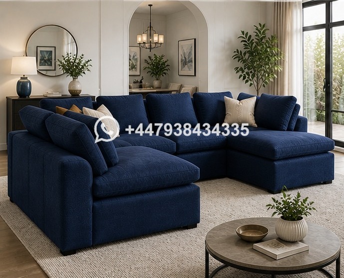 U Shape Sofa Fullback Plush Velvet - Image 5