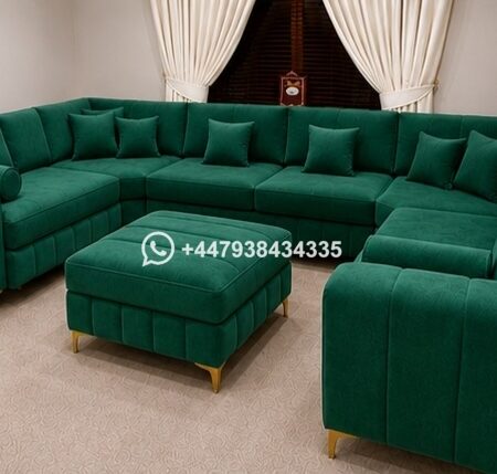 Luxury U Shape Sofa | Modern Family Corner Sofa in green colors