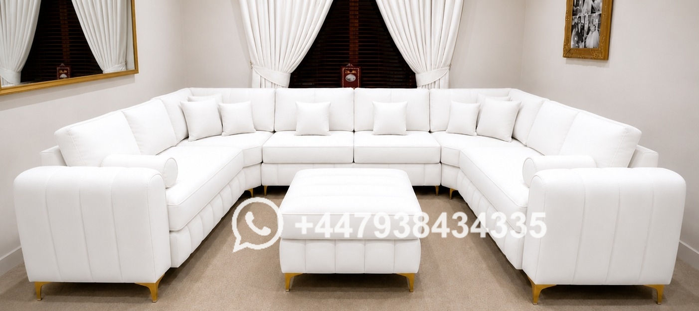 Plush U Shape Corner Sofa | Premium UK Style in white colors - Image 2