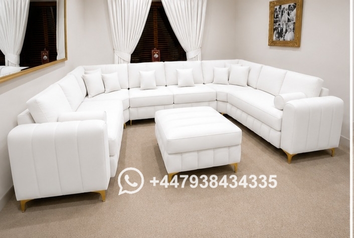 Plush U Shape Corner Sofa | Premium UK Style in white colors - Image 3